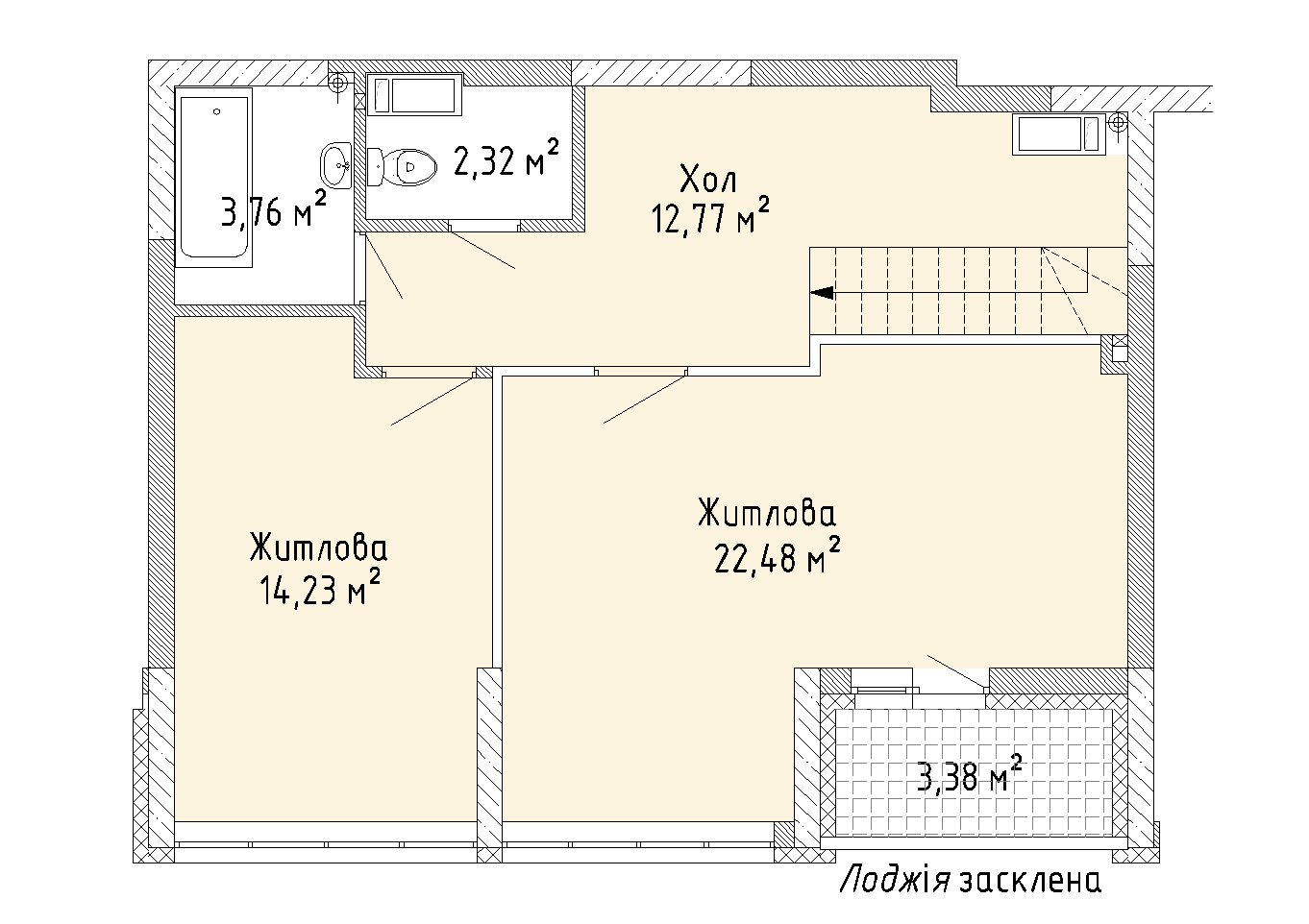 2D планування Трикімнатна квартира 120,2 кв.м. будинок №7, секція №1, 25-26 поверх в Житловому Комлексі Святобор
