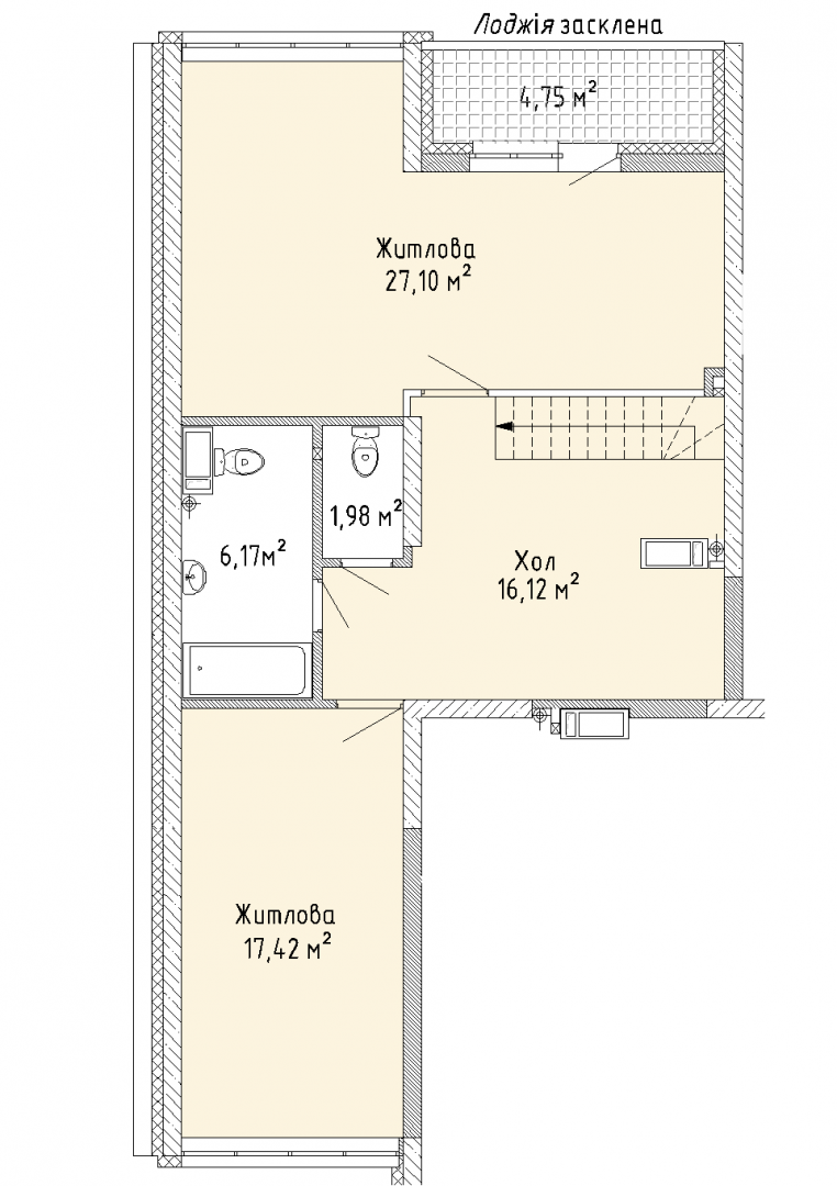 2D планування Трикімнатна квартира 149,85 кв.м. будинок №7, секція №1, 25-26 поверх в Житловому Комлексі Святобор