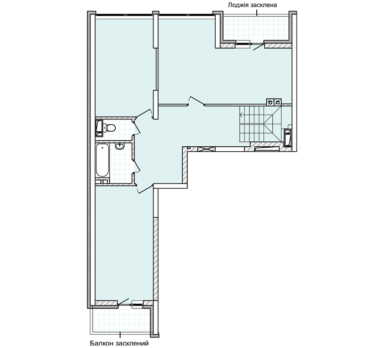 2D планування Трикімнатна квартира 122,18 кв.м. будинок №1, секція №1, 25 поверх в Житловому Комлексі Святобор
