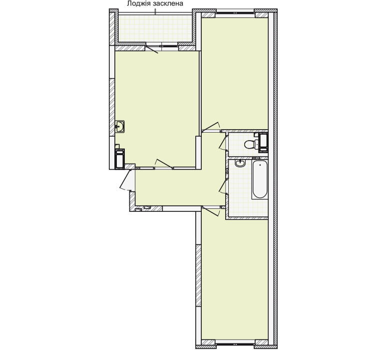 2D планування Двокімнатна квартира 70,44 кв.м. будинок №3, секція №2, 3-10 поверх в Житловому Комлексі Святобор